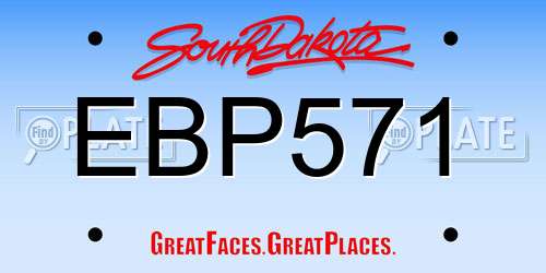 EBP571 South Dakota License Plate