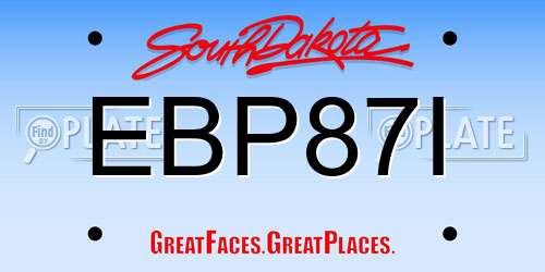 EBP87I South Dakota License Plate