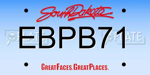 EBPB71 South Dakota License Plate