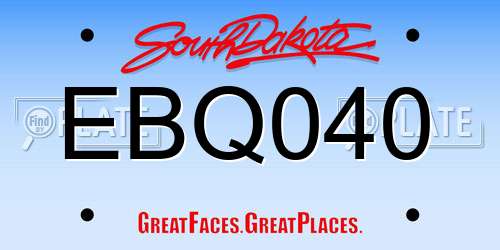 EBQ040 South Dakota License Plate