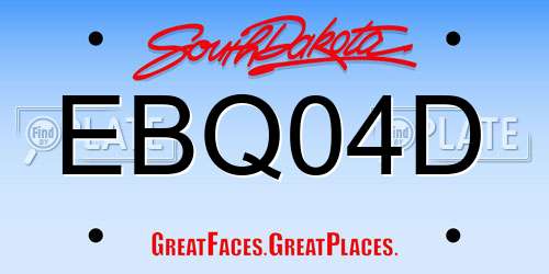 EBQ04D South Dakota License Plate