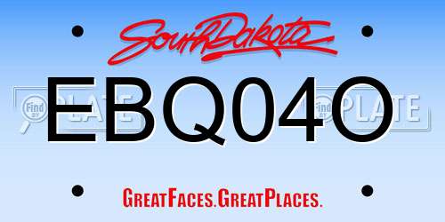 EBQ04O South Dakota License Plate