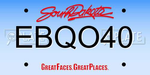 EBQO40 South Dakota License Plate