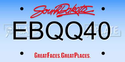 EBQQ40 South Dakota License Plate