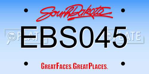 EBS045 South Dakota License Plate