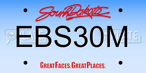 EBS30M South Dakota License Plate