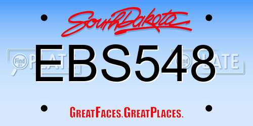 EBS548 South Dakota License Plate