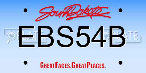 EBS54B South Dakota License Plate