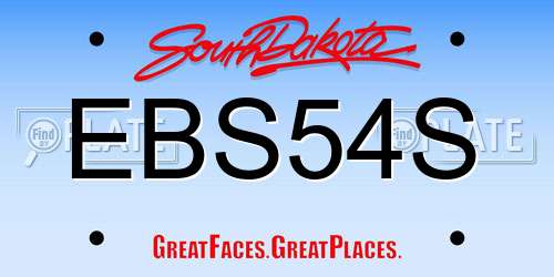 EBS54S South Dakota License Plate