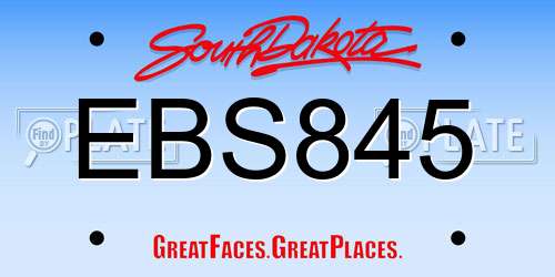 EBS845 South Dakota License Plate