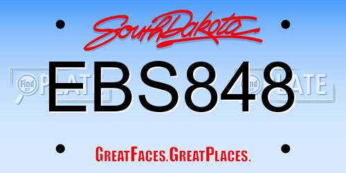 EBS848 South Dakota License Plate