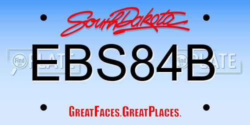 EBS84B South Dakota License Plate