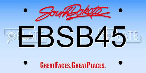 EBSB45 South Dakota License Plate