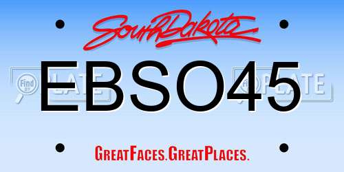 EBSO45 South Dakota License Plate