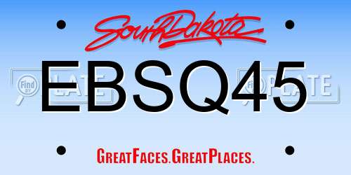 EBSQ45 South Dakota License Plate
