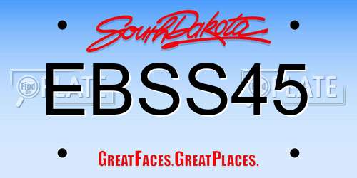 EBSS45 South Dakota License Plate