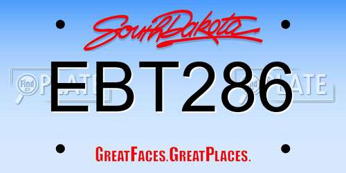 EBT286 South Dakota License Plate