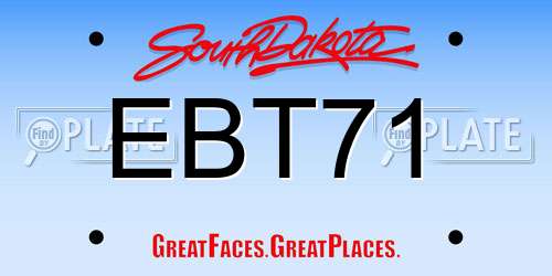 EBT71 South Dakota License Plate