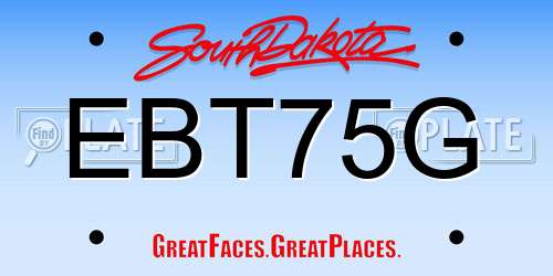 EBT75G South Dakota License Plate