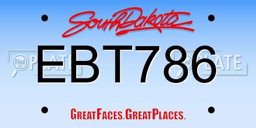 EBT786 South Dakota License Plate