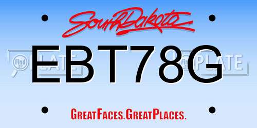 EBT78G South Dakota License Plate