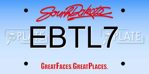 EBTL7 South Dakota License Plate