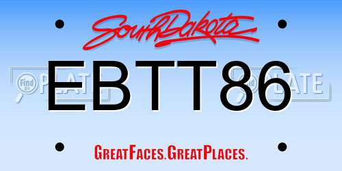 EBTT86 South Dakota License Plate