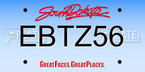 EBTZ56 South Dakota License Plate
