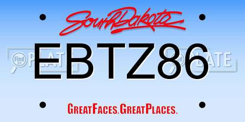 EBTZ86 South Dakota License Plate