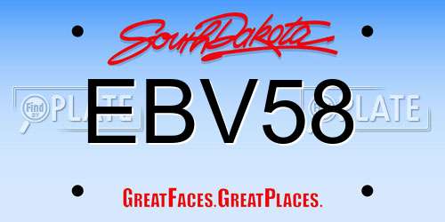 EBV58 South Dakota License Plate