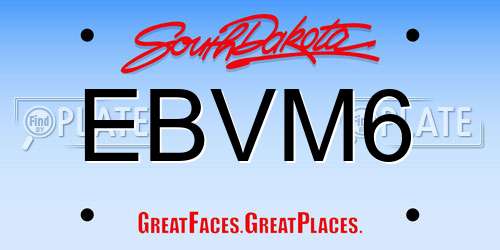EBVM6 South Dakota License Plate