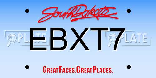 EBXT7 South Dakota License Plate