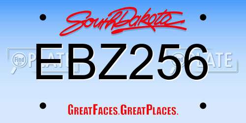 EBZ256 South Dakota License Plate