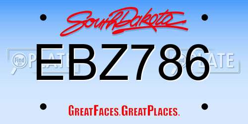 EBZ786 South Dakota License Plate