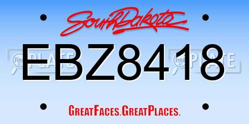 EBZ8418 South Dakota License Plate