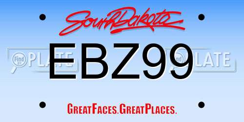 EBZ99 South Dakota License Plate
