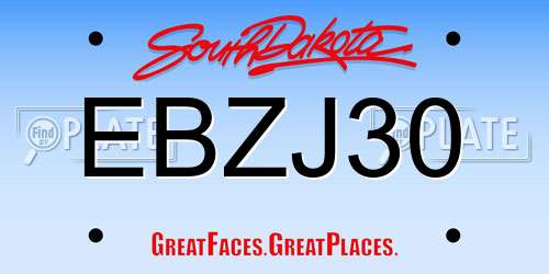 EBZJ30 South Dakota License Plate