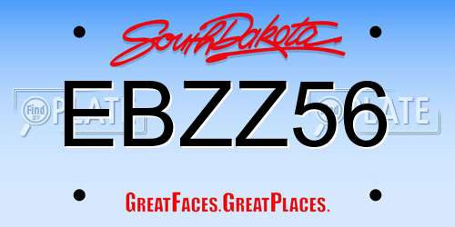 EBZZ56 South Dakota License Plate