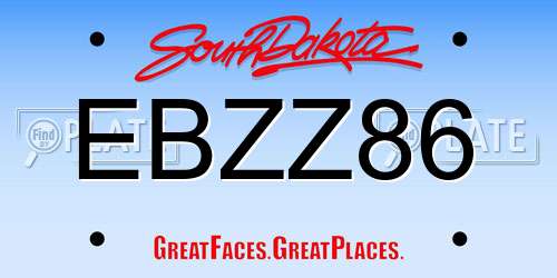 EBZZ86 South Dakota License Plate