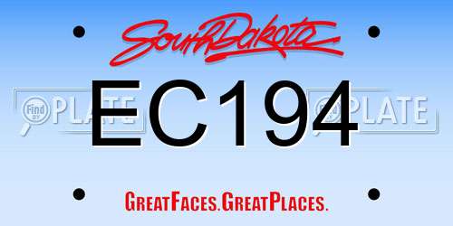 EC194 South Dakota License Plate