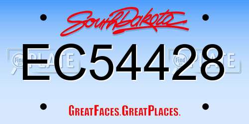 EC54428 South Dakota License Plate