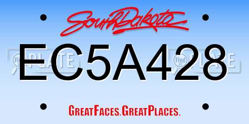 EC5A428 South Dakota License Plate