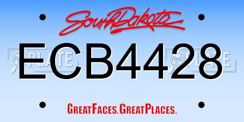 ECB4428 South Dakota License Plate