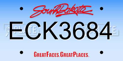 ECK3684 South Dakota License Plate