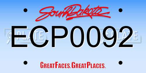 ECP0092 South Dakota License Plate