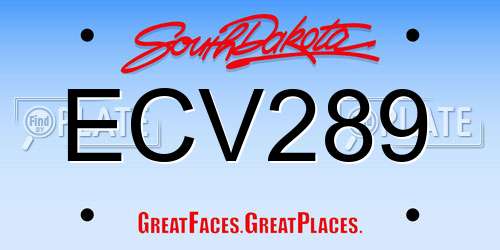 ECV289 South Dakota License Plate