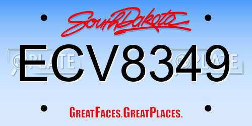 ECV8349 South Dakota License Plate