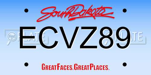 ECVZ89 South Dakota License Plate