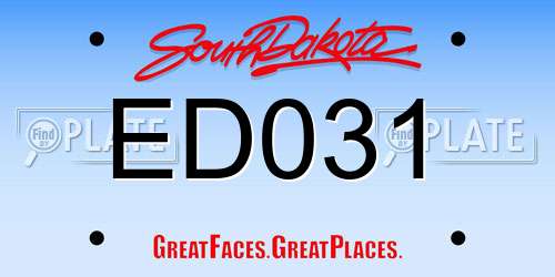 ED031 South Dakota License Plate