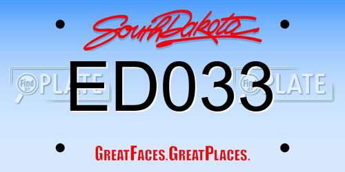 ED033 South Dakota License Plate
